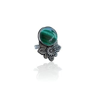 Rekha Gems Malachite Ring-925 Sterling Silver Ring-Vintage Ring-Handmade Ring-Birthday Gift-Green Gemstone Ring-Boho and Hippie Ring-Birthstone Ring-Malachite Jewelry- RMK13 (4.50 US)