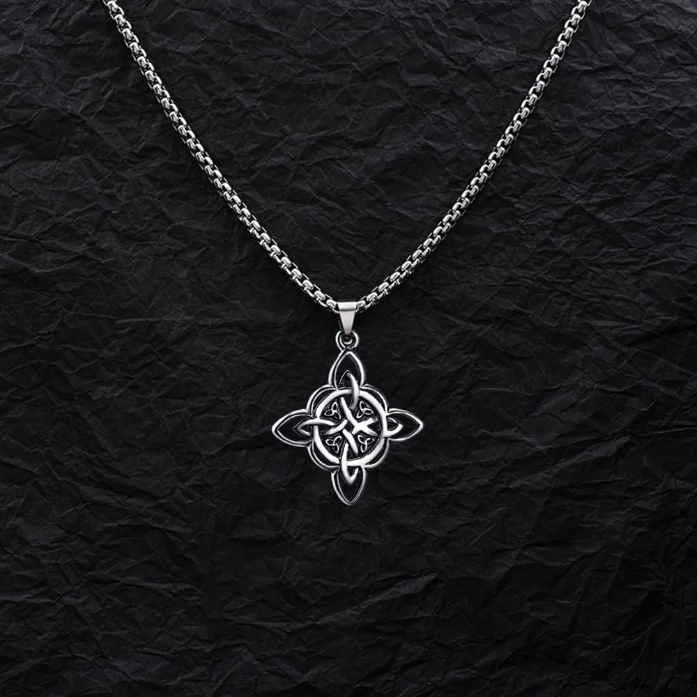 NIGHTCRUZ Witches Knot Necklace, Celtic Knot Pendant with Triquetra Trinity