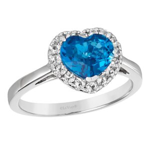 1 3/4 carat white and blue topaz heart halo ring for women in 14k white gold anniversary promise ring size 8 by levian