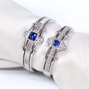 Ringcrown Matching Rings Couple Rings 0.5CT CZ 925 Sterling Silver Wedding Ring Sets for Women