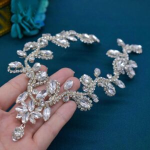 WONRLUA Bridal Headpieces for Wedding, Rhinestone Forehead Headpiece, Wedding Headband Crystal Tiara for Brides