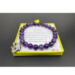 Elephant Gift for Women Lucky Elephant Bracelet for Women Elephant Gifts Good Luck Gifts for Women Luck Elephant Inspirational Gifts (Purple elephant bracelet)