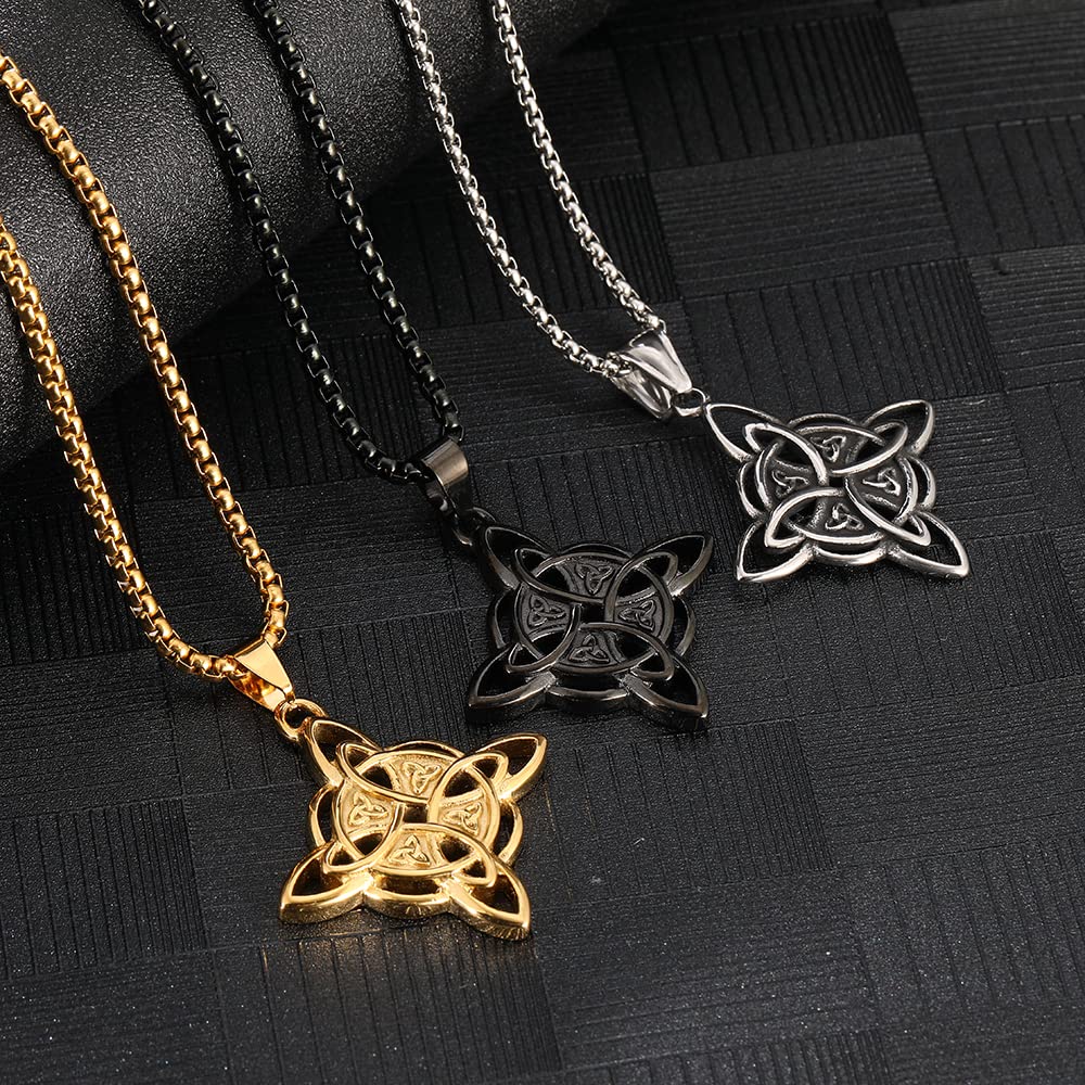 NIGHTCRUZ Witches Knot Necklace, Celtic Knot Pendant with Triquetra Trinity