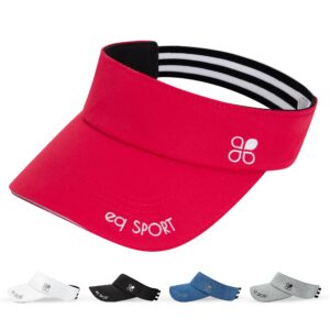 eq sport sun visors for women and men - stretchy elastic band golf and tennis visors for women - red sport visor hats