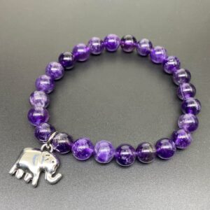 Elephant Gift for Women Lucky Elephant Bracelet for Women Elephant Gifts Good Luck Gifts for Women Luck Elephant Inspirational Gifts (Purple elephant bracelet)