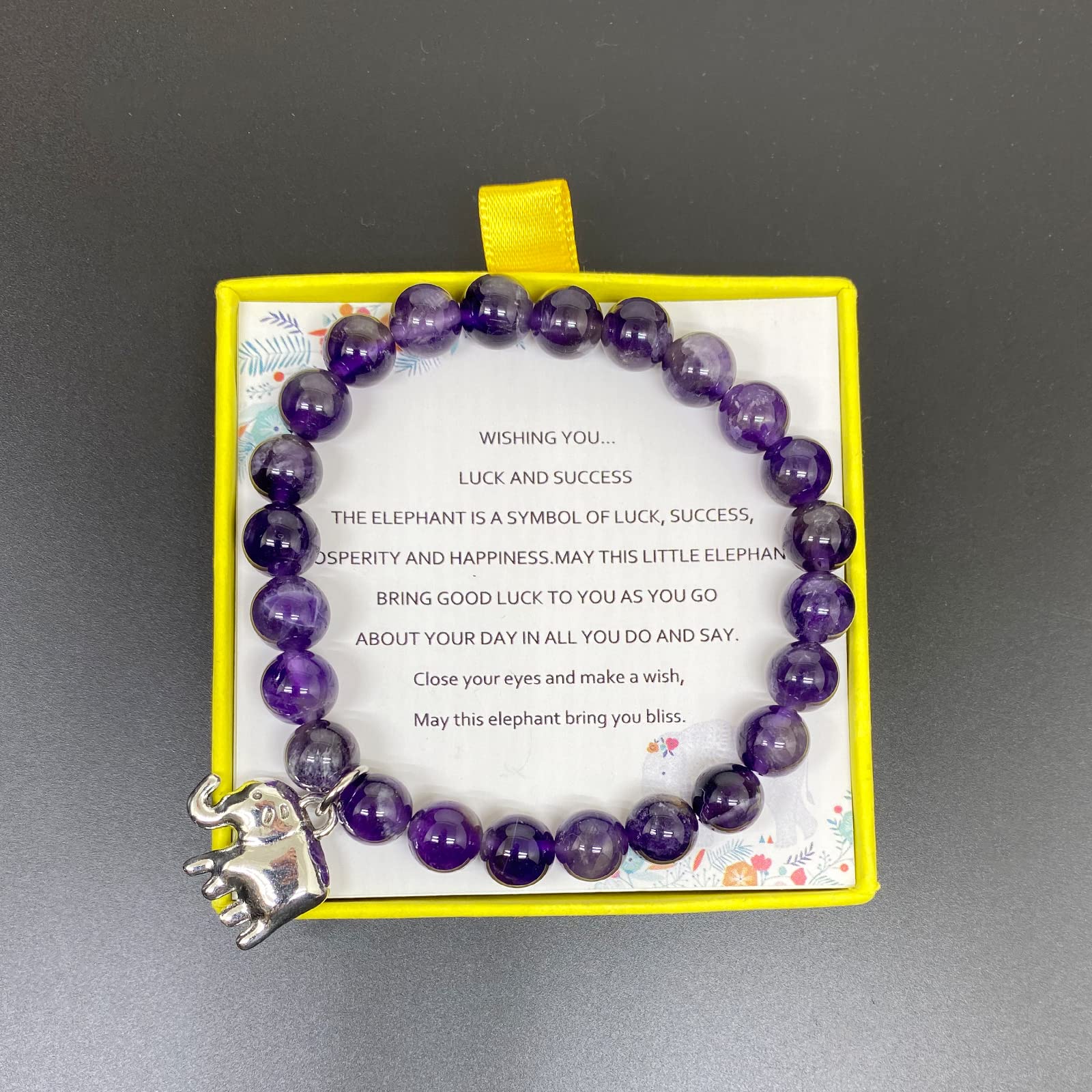 Elephant Gift for Women Lucky Elephant Bracelet for Women Elephant Gifts Good Luck Gifts for Women Luck Elephant Inspirational Gifts (Purple elephant bracelet)