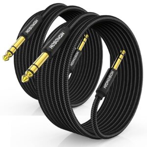 HOSONGIN 1/4 Inch TRS Instrument Cable 10ft 2-Pack [Nylon Braided Shielded], 1/4 Inch to 1/4 inch TRS Male to Male Plug Stereo Audio Cord, Quarter Inch 6.35mm Balanced Interconnect Line - 10 feet