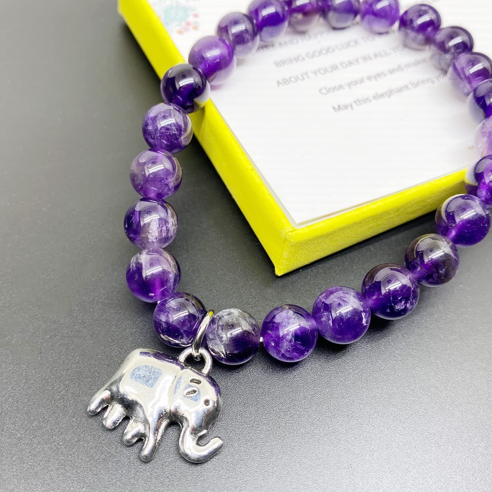 Elephant Gift for Women Lucky Elephant Bracelet for Women Elephant Gifts Good Luck Gifts for Women Luck Elephant Inspirational Gifts (Purple elephant bracelet)