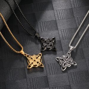 NIGHTCRUZ Witches Knot Necklace, Celtic Knot Pendant with Triquetra Trinity