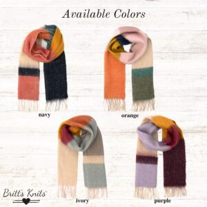 Britt's Knits Barcelona Blanket Scarf Winter Wrap Warm Knit Oversized Twist Fringe Scarf Cozy Scarf for Women - Orange