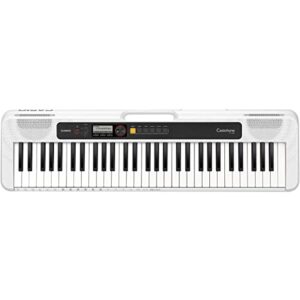 Casio CT-S200 61-Key Digital Piano Style Portable Keyboard, 48 Note Polyphony and 400 Tones, White with Headphones