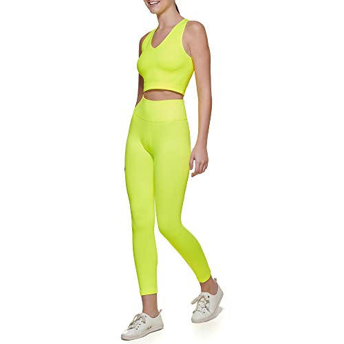 Calvin Klein Performance Women's Ribbed V-Neck Crop Top, Lime Volt, X-Large