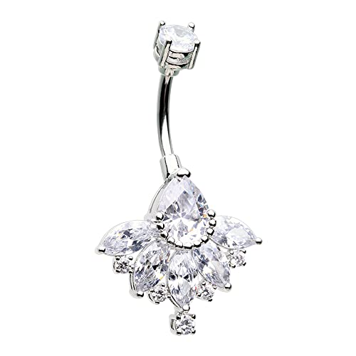 Inspiration Dezigns Art Deco Cubic Zirconia Belly Button Ring