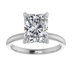 10K Solid White Gold Handmade Engagement Ring 2 CT Radiant Cut Moissanite Diamond Solitaire Wedding/Bridal Ring for Women/Her Propose Ring Sets (7)