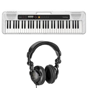 casio ct-s200 61-key digital piano style portable keyboard, 48 note polyphony and 400 tones, white with headphones