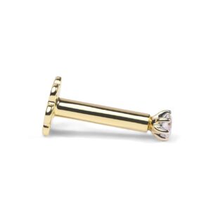 Demira Natural Diamond (0.02-0.16ct) Nosepin in 14K Gold in 6MM Post. nose pin, lip labret, or Monroe ring. (Yellow Gold, 0.02ct Diamond)