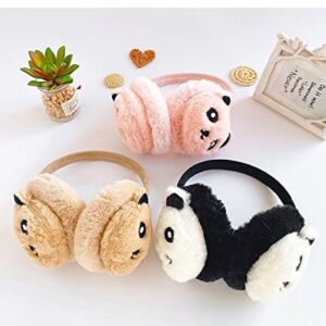 Cute Panda Winter Ear muffs for Women Girls Soft Faux Fur Ear Warmer Outdoor Foldable Earmuffs Party Costume Christmas Gifts