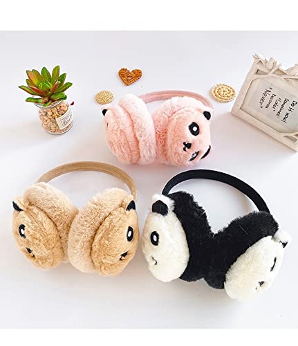 Cute Panda Winter Ear muffs for Women Girls Soft Faux Fur Ear Warmer Outdoor Foldable Earmuffs Party Costume Christmas Gifts