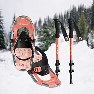 Retrospec Drifter 14/17 Inch Kids’ Bundle Snowshoes & Trekking Poles for Boys & Girls, All Terrain with Fully Adjustable Binding and Carry Bag with Lightweight Aluminum Hiking & Walking Sticks