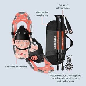 Retrospec Drifter 14/17 Inch Kids’ Bundle Snowshoes & Trekking Poles for Boys & Girls, All Terrain with Fully Adjustable Binding and Carry Bag with Lightweight Aluminum Hiking & Walking Sticks