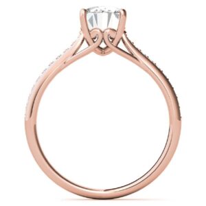 10K Solid Rose Gold Handmade Engagement Rings, 2 CT Oval Cut Moissanite Diamond Solitaire Wedding/Bridal Ring for Women/Her, Minimalist Ring Anniversary Ring Gifts (4.5)