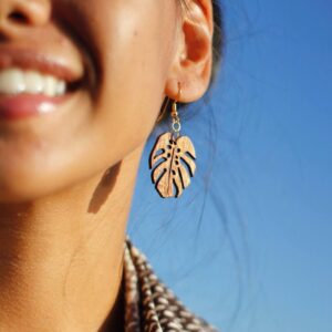 Monstera Koa Earrings