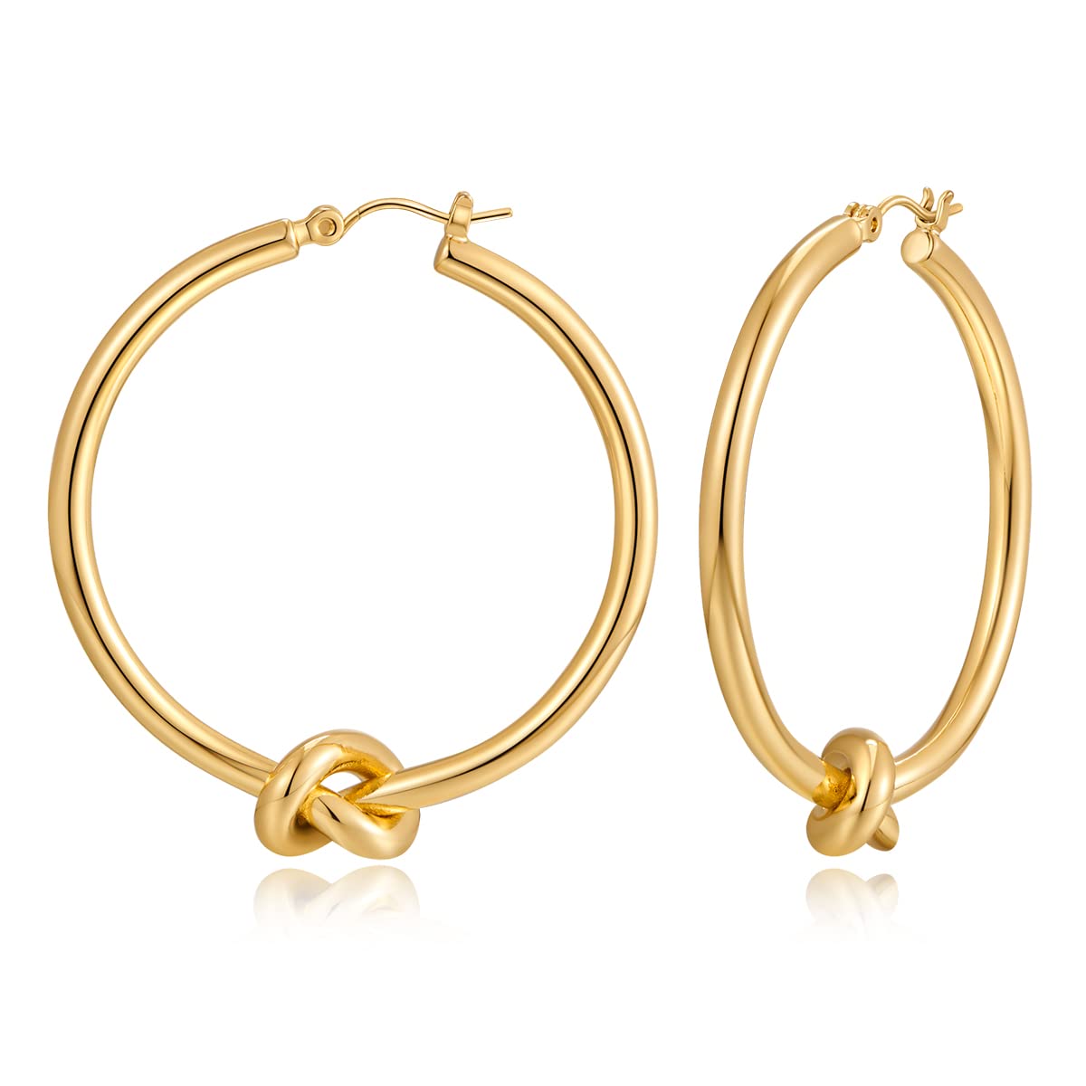 Large Gold Knot Hoop Earrings for Women Statement 18K Gold Hoop Earrings Lightweight Hoops Trendy Gold Hoops Fashion Jewelry