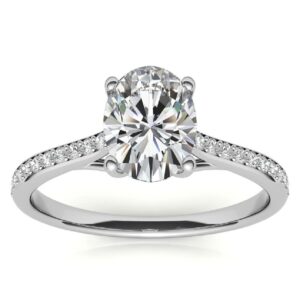 10K Solid White Gold Handmade Engagement Rings, 2 CT Oval Cut Moissanite Diamond Solitaire Wedding/Bridal Ring for Women/Her, Minimalist Ring Anniversary Ring Gifts (4)