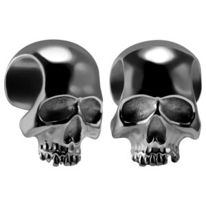 erkuoo 2pcs skull ear weights hangers for stretched dangle ears gauges gothic ear plugs body piercing punk tunnels jewelry 5/8"