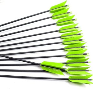 Lamehfyo 31" Carbon Arrows Target Flu-Flu Arrows Spine 500 Hunting and Target Practice Arrows with 4pcs Turkey Feathers for Small Game Hunting Shooting (6pcs, Green)