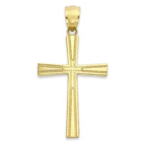 Solid Gold Cross Pendant in 10k or 14k, Religious Jewelry for Him (10k Gold)