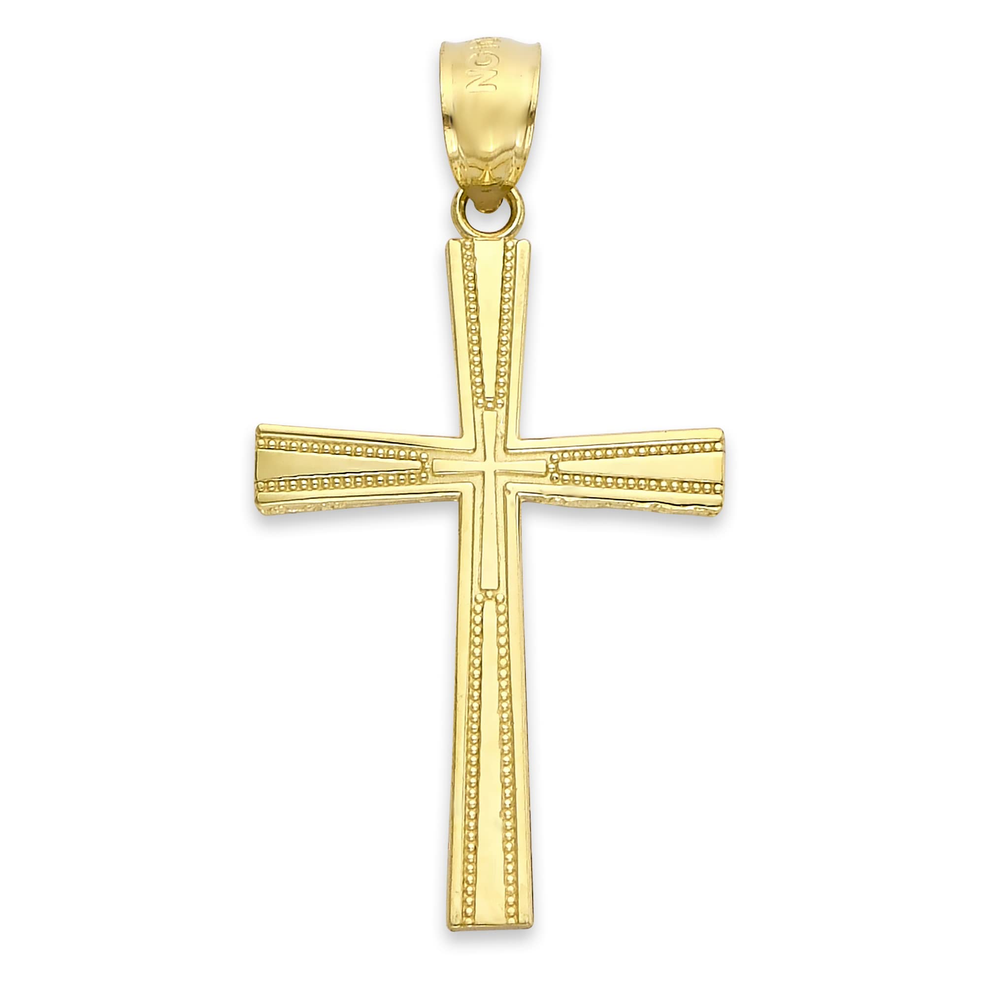 Solid Gold Cross Pendant in 10k or 14k, Religious Jewelry for Him (10k Gold)