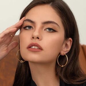 Large Gold Knot Hoop Earrings for Women Statement 18K Gold Hoop Earrings Lightweight Hoops Trendy Gold Hoops Fashion Jewelry