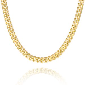 kissyan gold necklace for women, 14k gold plated dainty chain choker chunky figaro snake mariner cuban link chains, adjustable trendy necklaces handmade jewelry(cuban-gold)