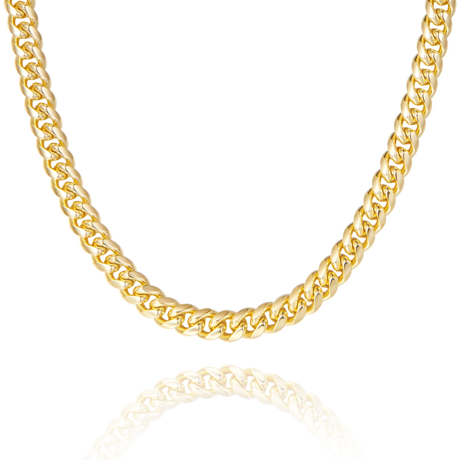 KissYan Gold Necklace for Women, 14K Gold Plated Dainty Chain Choker Chunky Figaro Snake Mariner Cuban Link Chains, Adjustable Trendy Necklaces Handmade Jewelry(cuban-gold)