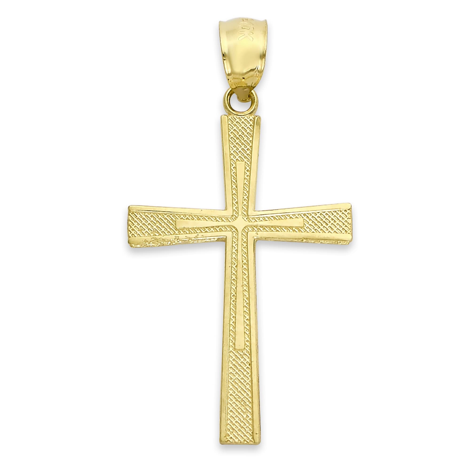 Solid Gold Cross Pendant in 10k or 14k, Religious Jewelry for Him (10k Gold)