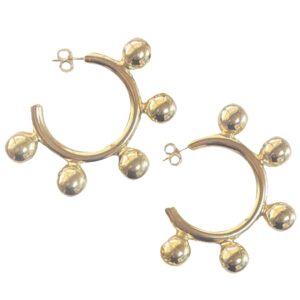 sheila fajl augusta large ball statement hoop earrings in polished gold plated