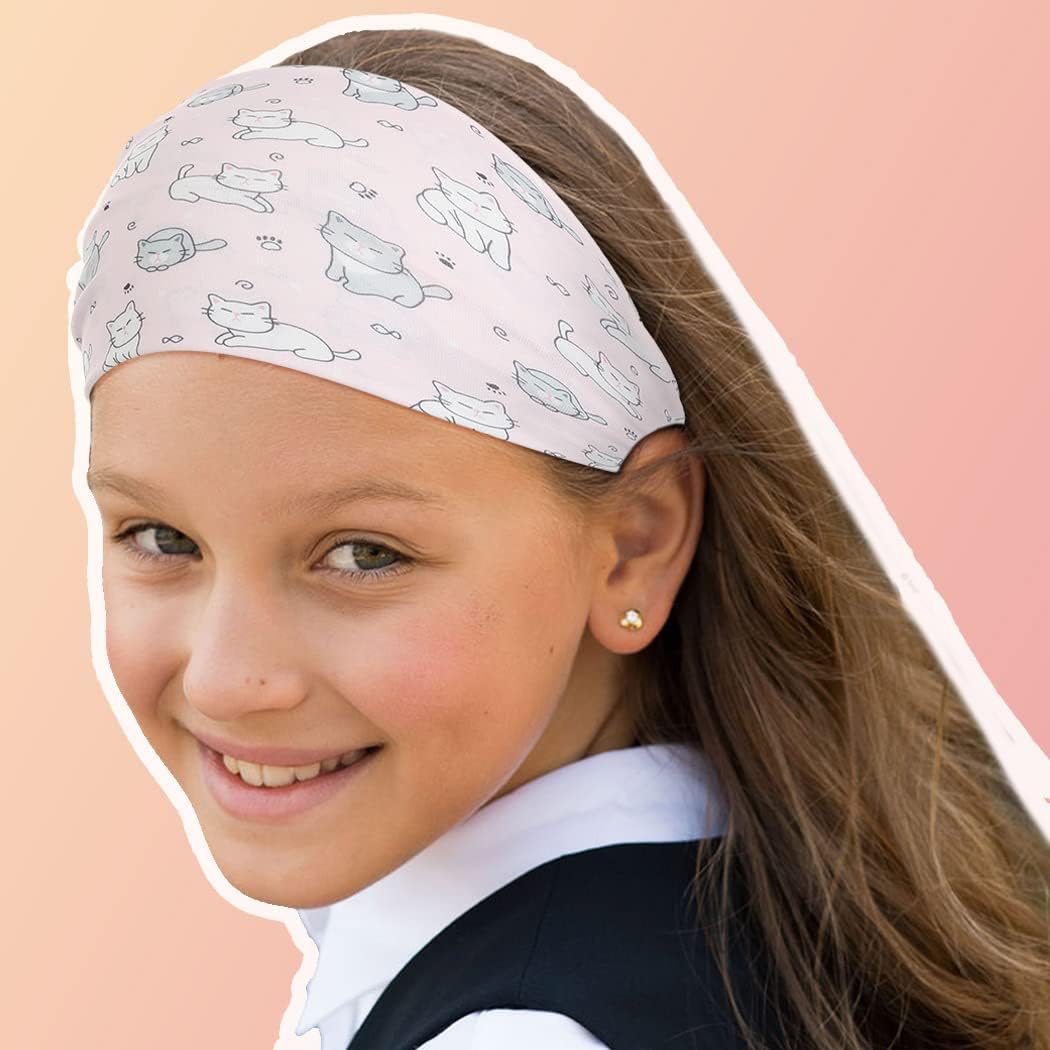 Bohend Girls Headbands Wide Knotted Hair Bands 3Pcs Non Slip Elastic Cute Head Bands Workout Yoga Sweatband Hair Accessories for Girls and Kids (J)