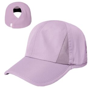 Ponyflo Women's Ponytail Baseball Cap - High Ponytail Hats for Women - Lavender