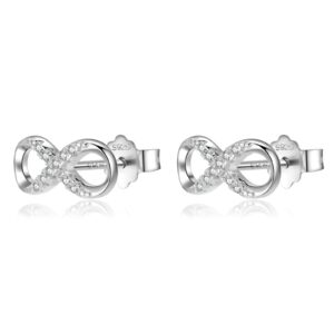 PUPILLEMON Infinity Stud Earrings for Women, 925 Sterling Silver Infinity Hoop Earrings Cubic Zirconia Womens Earrings Jewelry