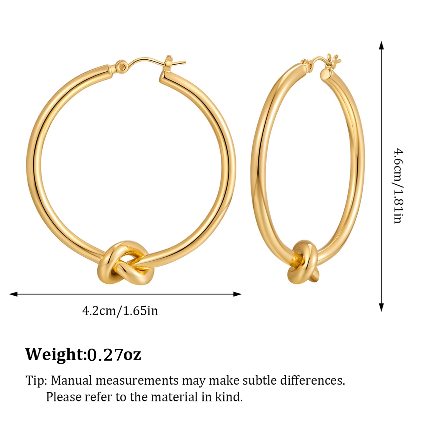 Large Gold Knot Hoop Earrings for Women Statement 18K Gold Hoop Earrings Lightweight Hoops Trendy Gold Hoops Fashion Jewelry