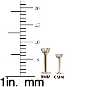 Demira Natural Diamond (0.02-0.16ct) Nosepin in 14K Gold in 6MM Post. nose pin, lip labret, or Monroe ring. (Yellow Gold, 0.02ct Diamond)