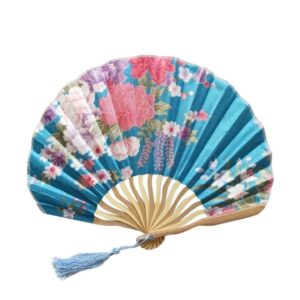 twomech folding fan hand held fans silk bamboo folding fans chinese style for church wedding gift vintage home decor for wedding party decoration (color : black)