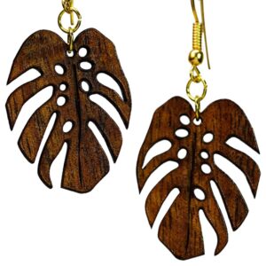 monstera koa earrings