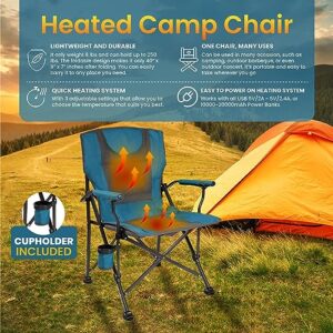 BACKYARD EXPRESSIONS PATIO · HOME · GARDEN , Metal, Blue/Grey Backyard Expressions Luxury Heated Portable Chair Camping, Sports and The Beach