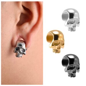 ERKUOO 2PCS Skull Ear Weights Hangers for Stretched Dangle Ears Gauges Gothic Ear Plugs Body Piercing Punk Tunnels Jewelry 5/8"