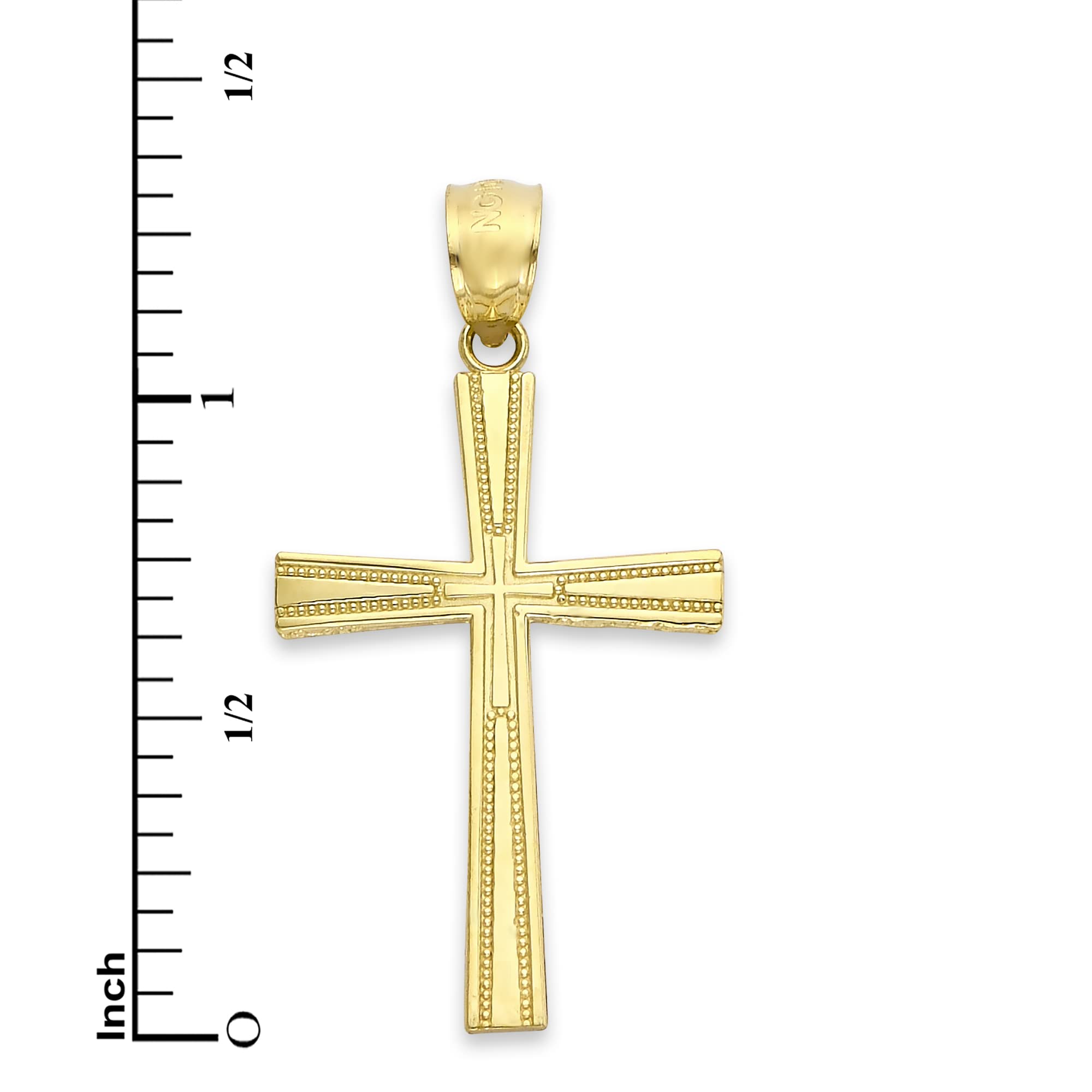 Solid Gold Cross Pendant in 10k or 14k, Religious Jewelry for Him (10k Gold)