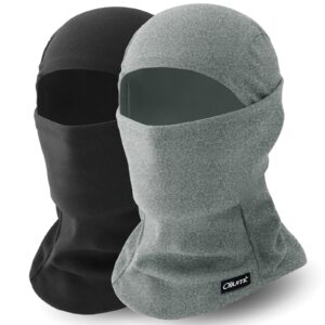 Oliumt Balaclava Ski Mask, Warm, Breathable & Lightweight, Full Coverage Fleece Winter Face Mask for Men & Women (Black,Grey)