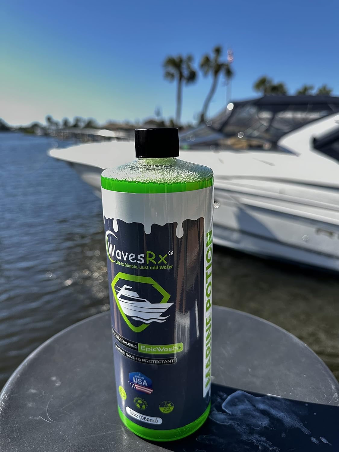 WavesRx Salt Neutralizing Boat Soap & Jet Ski Wash with SiO2 Surface Protection (EpicWash+) | Marine Grade Cleaner Removes Salt & Contaminants | Protective Ceramic Coating Prevents Buildup & UV Damage