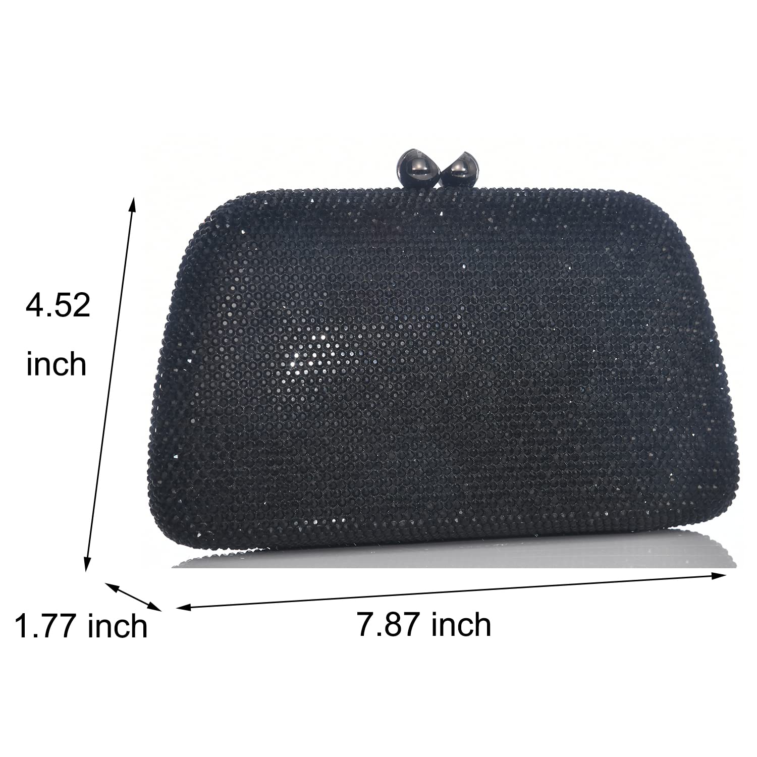 Bright Crystal Clutch Bag Sparkling Full Rhinestone Evening Bag for Women Elegant Formal Occasion Wedding Bridal Graduation (Black)